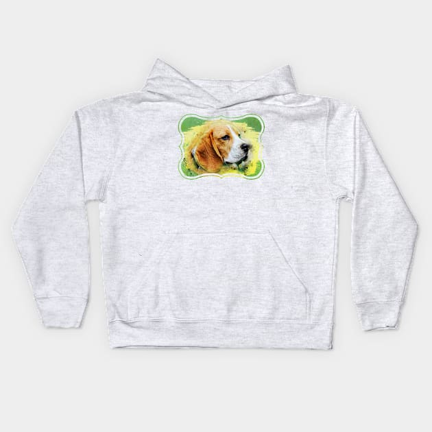 Beagle dog Kids Hoodie by Nartissima